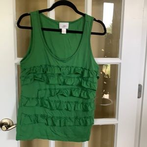 Loft sleeveless top with ruffled front size L